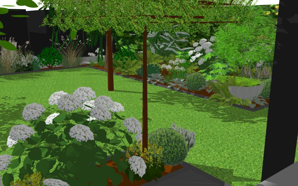 Contemporary Lush Green and White Garden Design Herne Kent