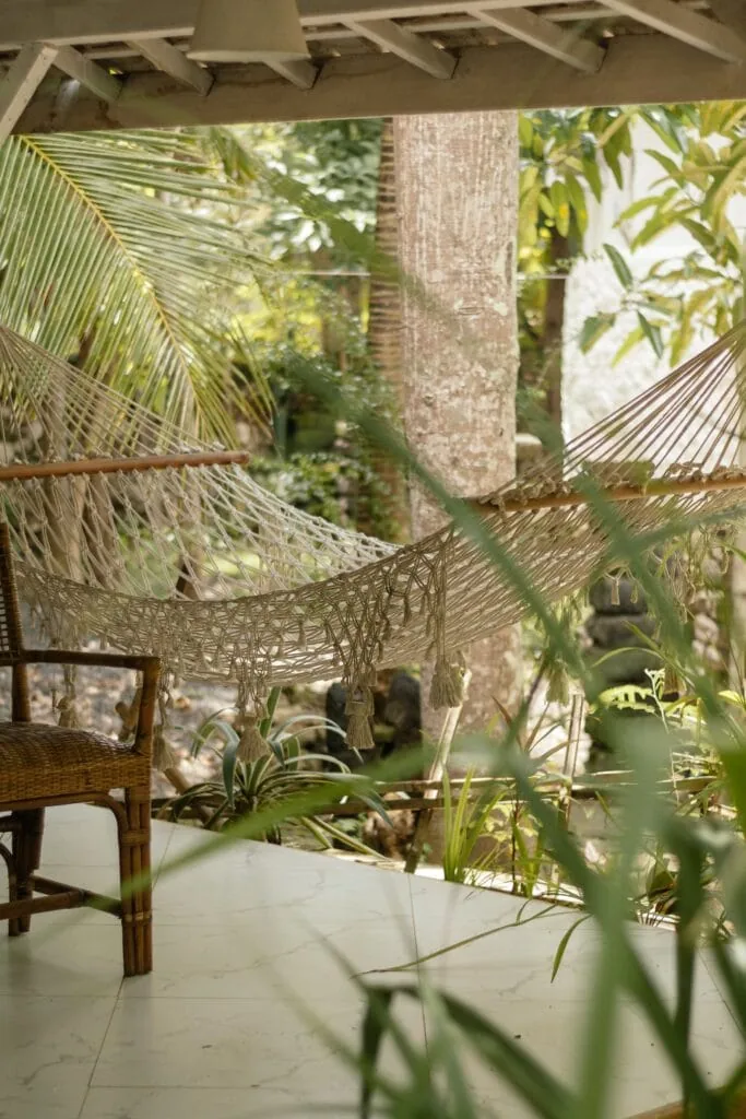 A relaxing spot in the garden wrapped in planting